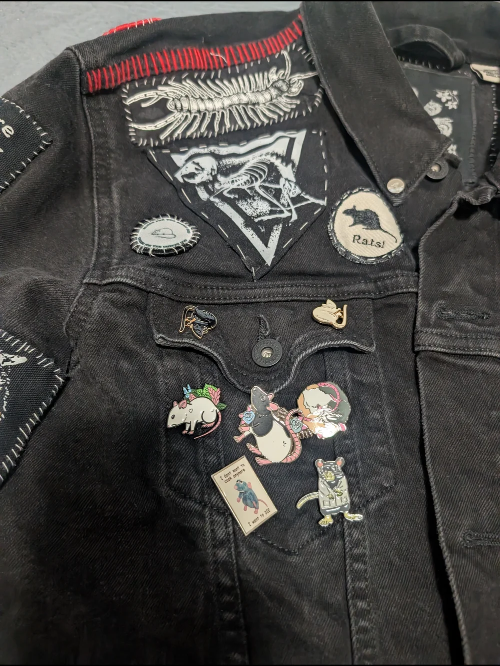 Punk Rat-Themed Battle Jacket. Levis Brand.